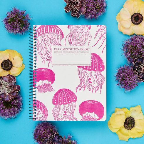 Decomposition Jellyfish College Ruled Spiral Notebook - 9.75 x 7.5 Journal with 160 Lined Pages - 100% Recycled Paper - Cute Notebooks for School ...