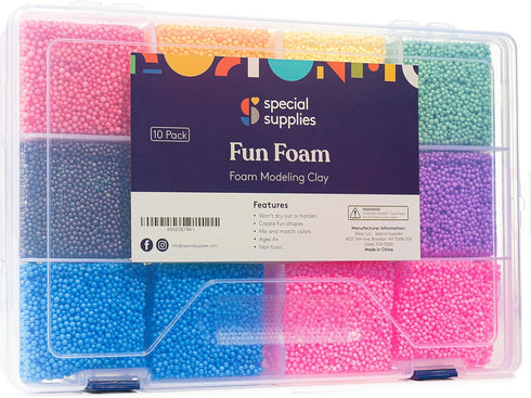 Special Supplies Fun Foam Modeling Foam Beads Play Kit, 12 Blocks Children’s Educational Clay for Arts Crafts Kindergarten, Preschool Kids Toys De...