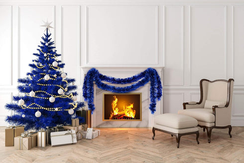 Christmas Tree Royal Blue Tinsel Garland Metallic Streamers Celebrate a Holiday Hanukkah Party Happy New Year Party Ceiling Hanging Decorations In...