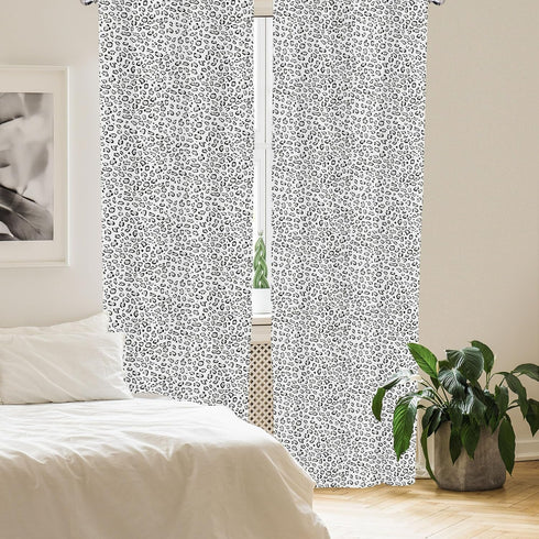 Lunarable Snow Leopard Curtains, Continuous Pattern of Greyscale Natural Camouflage Wild Cat Skin, Window Treatments 2 Panel Set for Living Room B...