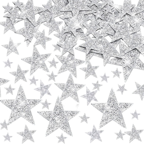 Geosar 120 Pcs 4 Sizes Iron on Star Patches Star Shaped Rhinestone Appliques Adhesive Glitter Appliques Embellishments for DIY Crafts Clothes Grad...