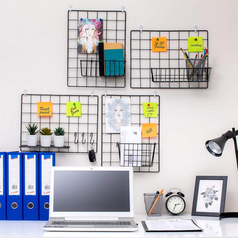 2 Pack Wire Wall Grid Panel | Photos & Pictures Display Grid Wall Panels | Black, Magnetic & Metal Grid | Photo Grid | Grid Wire Board | Hanging H...