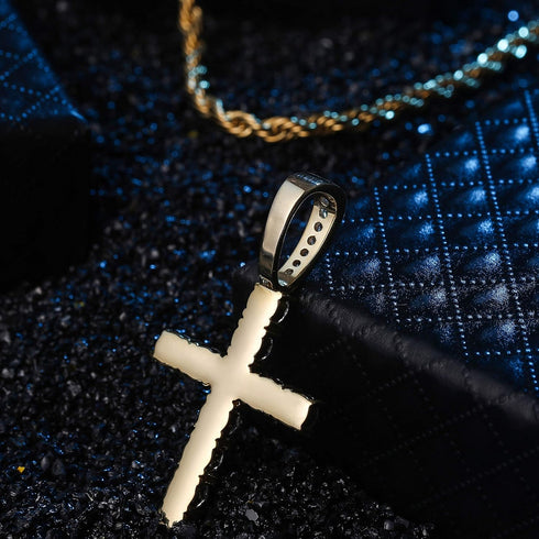 TOPGRILLZ Cross Necklace for Men Gold Necklace for Women Gold Heart Cross Jewelry 14K Silver Plated Solid Iced Cubic Zirconia Stainless Steel Pend...