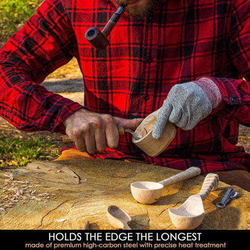 BeaverCraft Spoon Carving Hook Knife SK1 - Spoon Carving Tools Right-Handed - Crooked Whittling Knife for Spoons Kuksa Bowls and Cups, Whittling T...