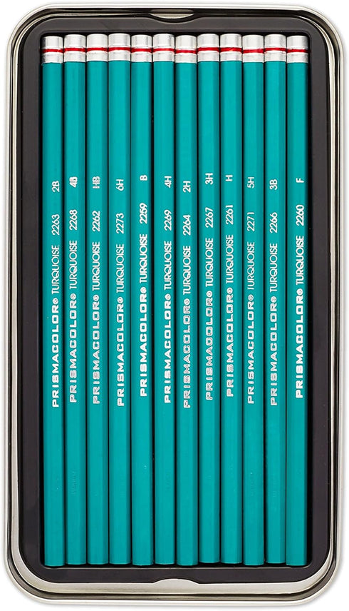 Prismacolor Premier Turquoise Graphite Sketching Pencils, Medium Leads, Adult Coloring, 12 Pack...