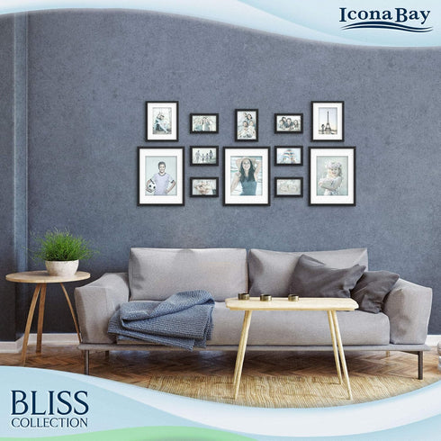 Icona Bay 4x6 Picture Frames (Black, 5 Pack), Modern Style Wood Composite Frames Table Top or Wall Mount, Bliss Collection...