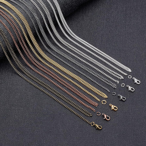 PH PandaHall 6 Color Twisted Chains 5 Yards Iron Twisted Curb Link Cable Chains Necklace with 120pcs Lobster Claw Clasps and 360pcs Jump Rings for...
