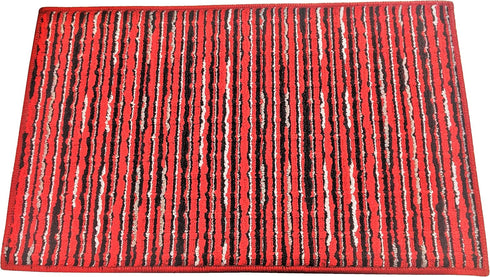 Chenille Striped Entrance Rug, Non-Skid Home, Kitchen, Floor Mat, Comfortable Standing Rug, 17" x 28" Red...