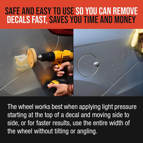 TCP Global Rubber Eraser Wheel with Drill Adapter - Adhesive Remover Tool, Removes Vinyl Decals, Pinstripes, Stripes, Stickers, Tape, Emblems, Gra...