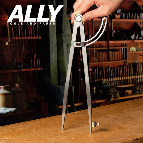 ALLY Tools 12 Inch Precision Locking Wing Divider/Woodworking Compass with Pencil Holder INCLUDES Two Pencils and Pencil Sharpener Ideal for Drawi...