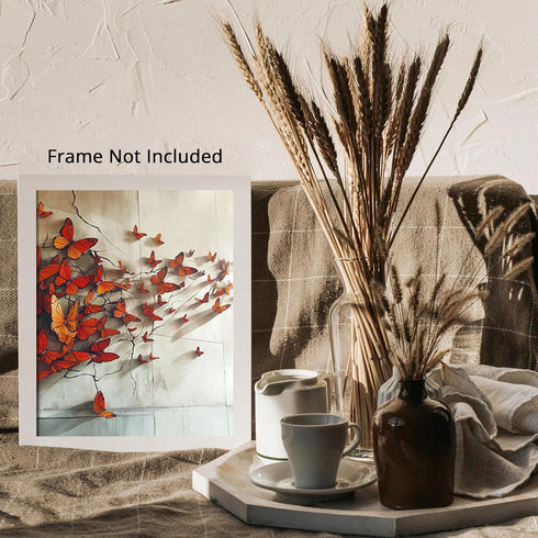 Posterizer-vibrant butterflies on old wall -2-Art for Animal Lovers-Abstract & Modern Art-decor for Girls, Teens Bedroom- unframed wall art...