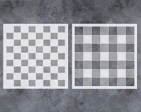 GSS Designs Buffalo Plaid Checker Stencil (2 Pack) - Reusable Stencils for Painting on Wood Wall Canvas Furniture Floor Fabric (12x12Inch) - Buffa...