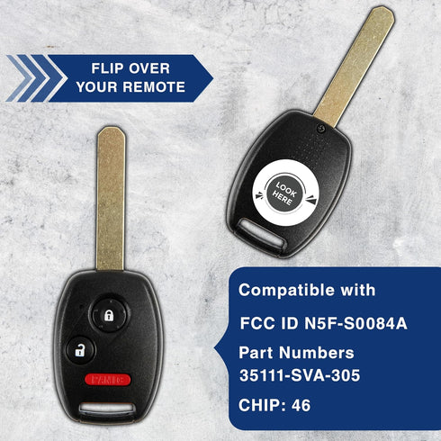 KeylessOption Keyless Entry Remote Control Uncut Car Ignition Key Fob Replacement for N5F-S0084A...