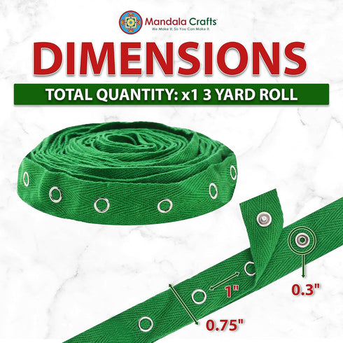 Mandala Crafts Metal Snap Tape for Sewing by Yard - Green Cotton Snap Button Trim Baby Snaps for Sewing - Fastener Button Strips Snap Tape for Bab...