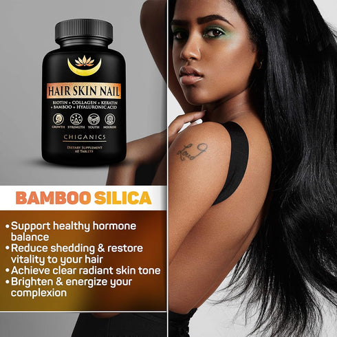 10X Potent Hair Skin and Nail Growth Vitamins Infused with Keratin + Collagen + Silica for Vibrant Hair- Extra Strength Biotin 5000mcg...