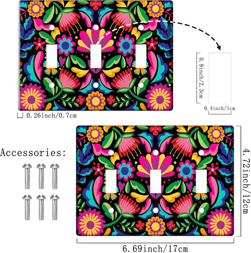 Mexico Light Switch Cover Decorative Triple Gang Toggle Light Switch Plate Talavera Light Switch Plate Mexican Wall Decor Decorative Wall Plates f...