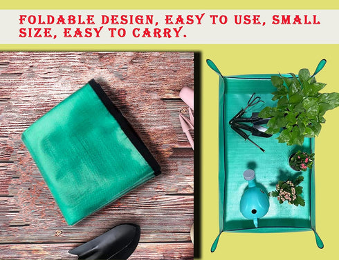 2 PCS Plant Repotting Mat for Indoor Plants, 43" X 29" Thickened Foldable Waterproof Plant Potting Tray and Mess Control, Portable Potting Mat Gar...