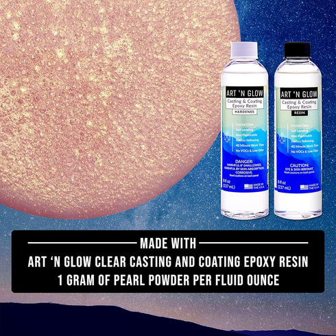 Art 'N Glow Mica Pearl Pigment Powder - 25 Grams - Fine Pearl Pigment for Epoxy Resin - Great Choice for Creatives - Acrylic Paints - Art Crafts -...