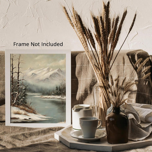 Posterizer 1 pcs-snowy winter nature scene with a lake-1-Landscape & Nature Art-GIft for Men Women Teens-Living Room Bedroom Decor- unframed wall ...