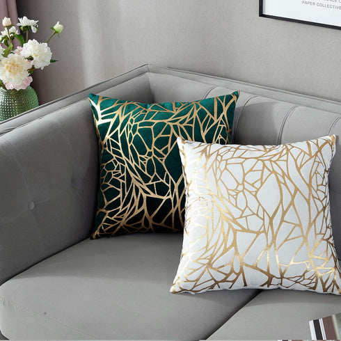 TAOSON Pack of 2,Irregular Abstract Lines Geometric Bronzing Printed Cozy Soft Throw Pillow Cases Cushion Covers Shells for Sofa Couch Bed Home De...