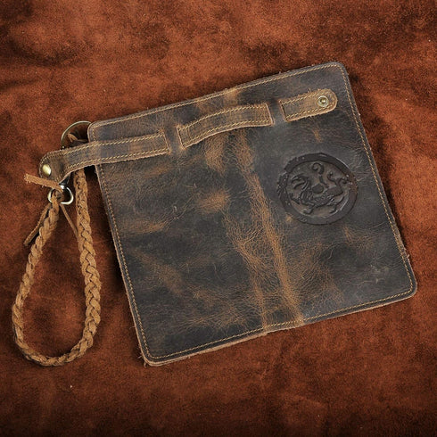 Le'aokuu Mens Genuine Leather Bifold Wallet Organizer Checkbook Removable Chain Wallet...