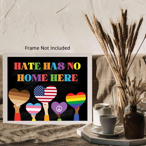Posterizer 1 pcs-hate has no home here poster-Gay & LGBTQ Art-Motivational & Inspirational Gift for Queer, Bi, Lesbian-Gift for Teachers-School ...
