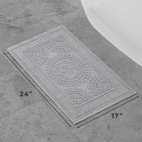 Jean Pierre New York Cotton StoneWash Medallion 17x24 in. Bath Rug, Gray...