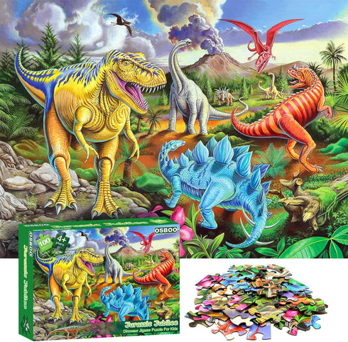 Puzzles for Kids Ages 4-8, 6-8, 8-10, Kids Puzzles 100 Piece Big Dinosaur Floor Jigsaw Puzzle for Kids Children Educational Puzzles Toys for Young...
