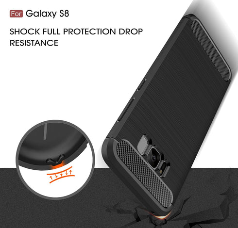 Compatible with Samsung Galaxy S8 Carbon Fiber Soft TPU Brushed Line Basic Phone Back Case Cover (Blue)...