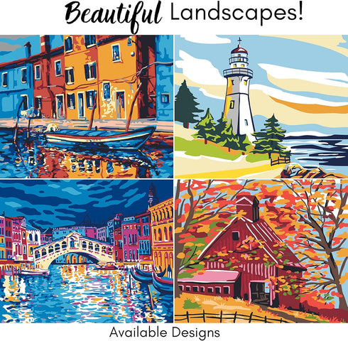 Plaid Pumpkin Stack Modern Kit, 14" x 14" Paint by Numbers for Adults and Kids, Easy-to-Follow DIY Crafts, Art Supplies with A Textured Finish, 17...