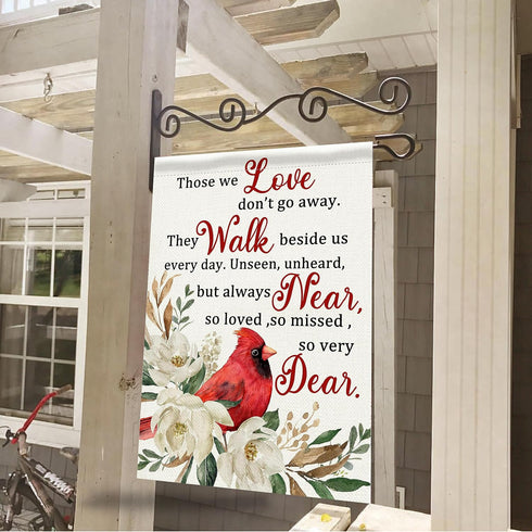Those We Love Don't Go Away Cardinal Spring Small Decorative Inspirational Garden Flag, Summer Red Bird Yard Gardenia Outside Memorial Faith Grave...