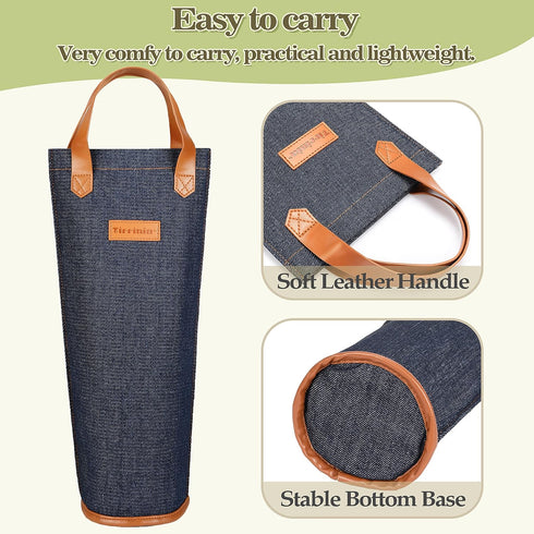 Tirrinia Single Wine Gift Tote Bag, Insulated Padded Thermal Wine Bottle Carrying Cooler Carrier for Travel, Picnic, Great Gift for Wine Lover, Da...