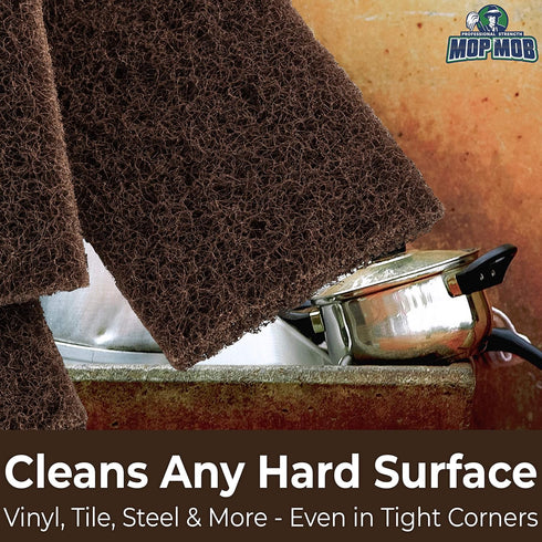 Heavy Duty XL Brown Scouring Pad 2 Pack. 10 x 4.5in Large Multipurpose Nylon Scrubbing Sponges. Clean Bathrooms, Kitchens, Counters and Floors to ...