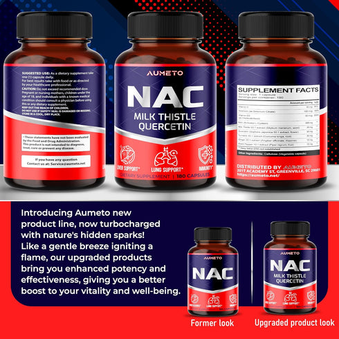 Nac Supplement N-Acetyl-L-Cysteine - Enhanced with Milk Thistle + Quercetin for Optimal Immunity, Respiratory, Liver Wellness (180 Count (Pack of ...