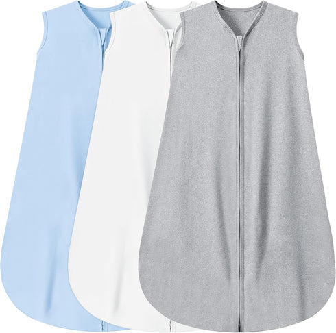 3 Pack Baby Sleep Sack 3-6 Months 100% Rayon Cotton Baby Sleeping Bag 2-Way Zipper Toddler Wearable Blankets Comfy Stretchy Thin Sleep Sacks TOG 0...