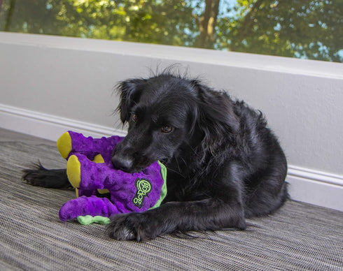 goDog Dinos Bruto Squeaky Plush Dog Toy, Chew Guard Technology - Purple, Large...
