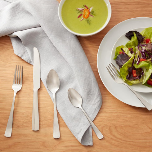 GiveAbay Basics 20-Piece Stainless Steel Flatware Set with Square Edge, Service for 4, Silver...