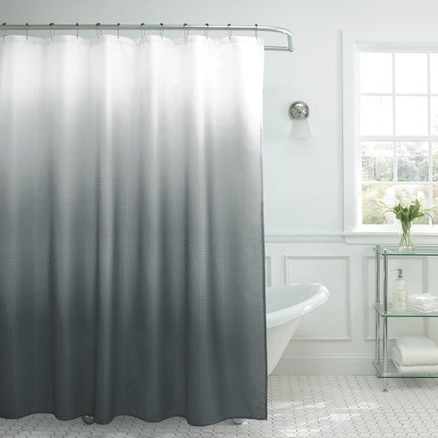 Creative Home Ideas Waffle Weave Shower Curtain Set, 70" x 72", Dark Grey Ombre 13 Piece...