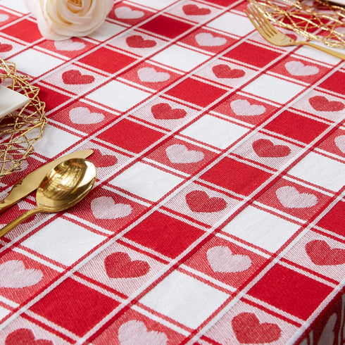 DII Valentine's Day Tablecloth Check Collection, Tablecloth, 52x52, Checkered Hearts...
