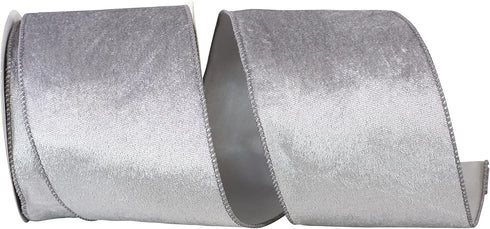 Reliant Ribbon Velvet Plush Lite Wired Edge Ribbon, 4 Inch X 10 Yards, Silver...