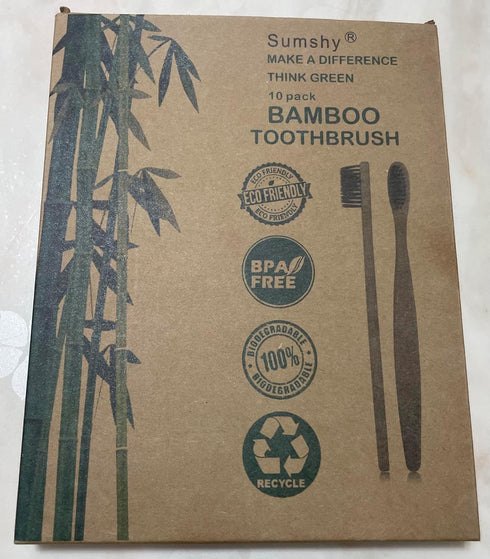10 Color Soft Bristles Natural Bamboo Toothbrushes Set, Premium BPA Free for Best Clean, Eco-Friendly, Plastic-Free, Vegan, Biodegradable & Compos...