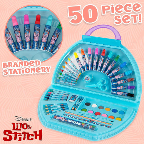 Disney Stitch Kids Art Set 40 Plus Pieces Princess Kids Colouring Sets Paints Colouring Pencils Markers Crayons Travel Art Supplies Gifts for Kids...