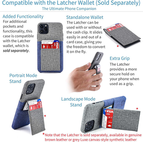 Dockem Wallet Case for iPhone 11: Built-in Metal Plate for Magnetic Mounting & 2 Card Holders (6.1" Luxe M2 Synthetic Leather, Blue & Grey)...