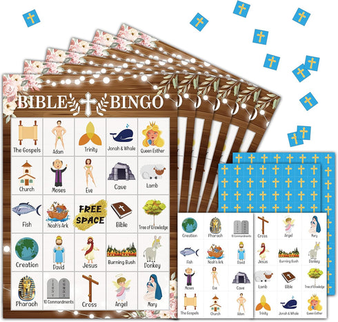 Bible Bingo Party Game Cards, Christian Nativity Bingo, Party Favor for Christian Sunday Church, 24 Players for Adult Party Games Supplies -06...