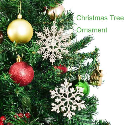 DearHouse 36Pcs Christmas Glitter Snowflake Ornaments Clearance, 4 Inch Plastic Snowflake Christmas Tree Ornaments for Winter Wonderland Christmas...