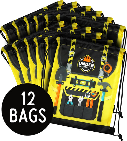 12 pk Construction Party Favor Bags for Construction Birthday Party Favors - Perfect for Excavator Birthday Decorations...