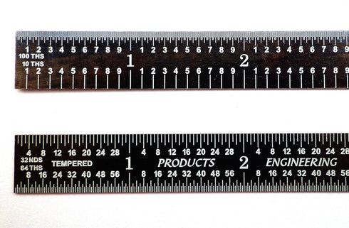 12 Inch 5R Flexible Black Chrome, High Contrast Machinist Ruler with Markings 1/10 Inch, 1/100 Inch, 1/32 Inch and 1/64 Inch (?ne ???k)...