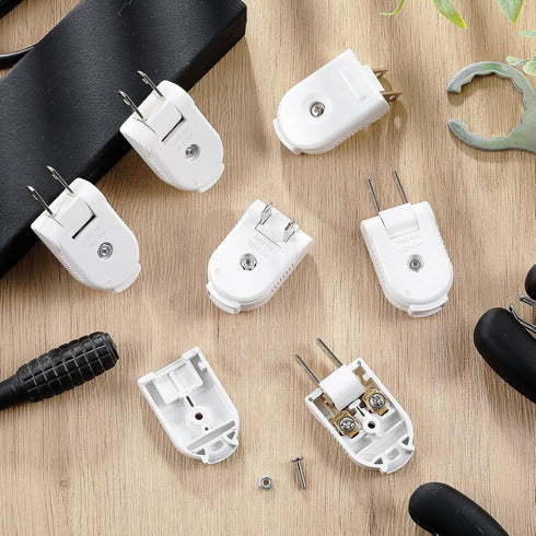 15 Pcs Extension Cord Replacement Plug 2 Prong 125V 15A Male Power Plug Rotatable Electric Plugs Lamp Plug for Small Appliances Power Strips DIY C...
