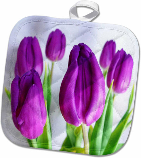 3D Rose Purple Tulips Pot Holder, 8" x 8"...