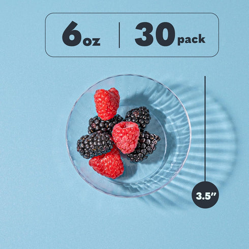 PLASTICPRO 30 Pack Crystal Like Clear Disposable Plastic Plates Dinner Dishes 6 ounce Bowls for Special Occasions Parties...